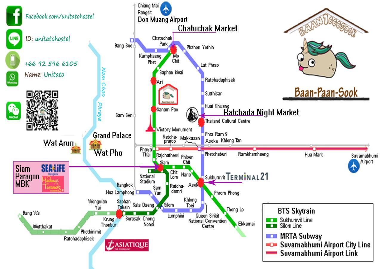 Baan Paan Sook Unitato Hostel Bangkok Bagian luar foto